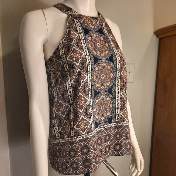 Monteau Boho Festival Halter Tank Top Small Batik Scroll Pattern Lightweight - Picture 9 of 9